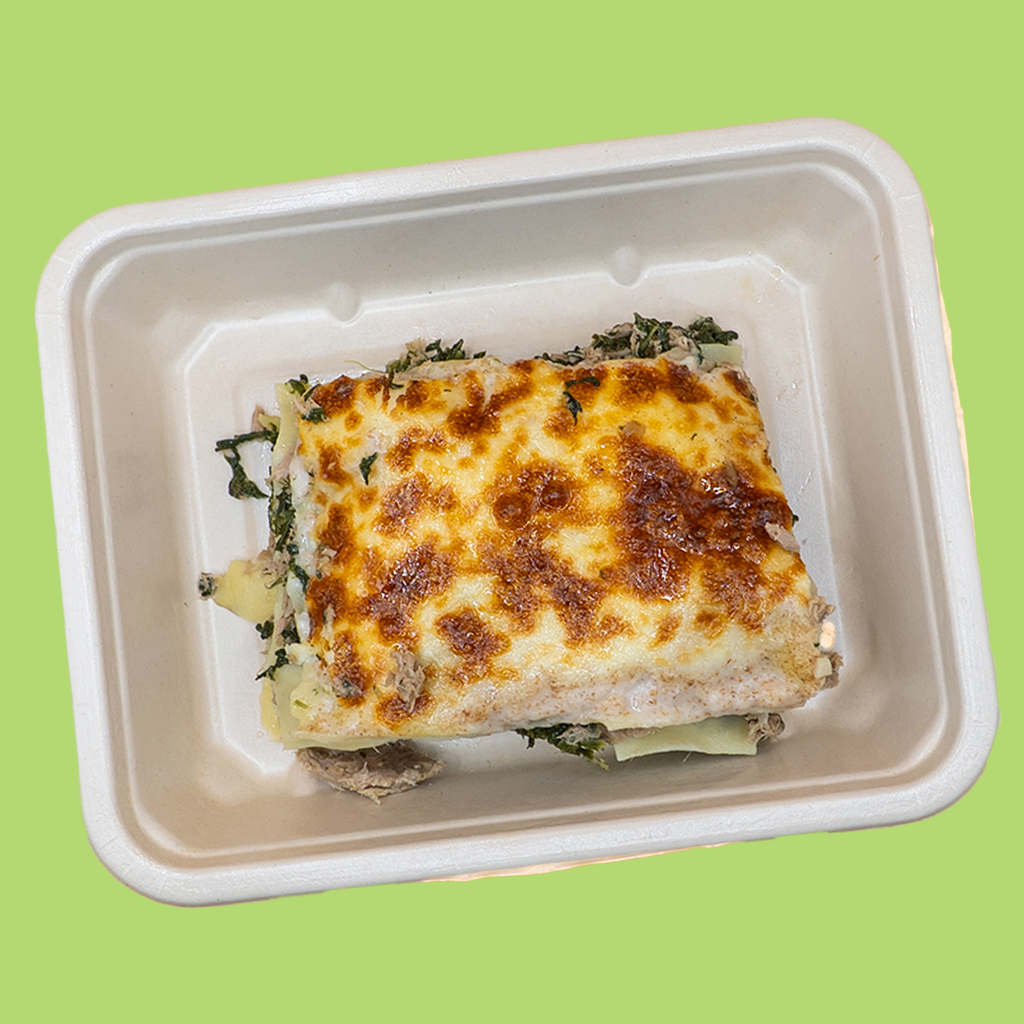 Lasanha integral de atum e espinafres